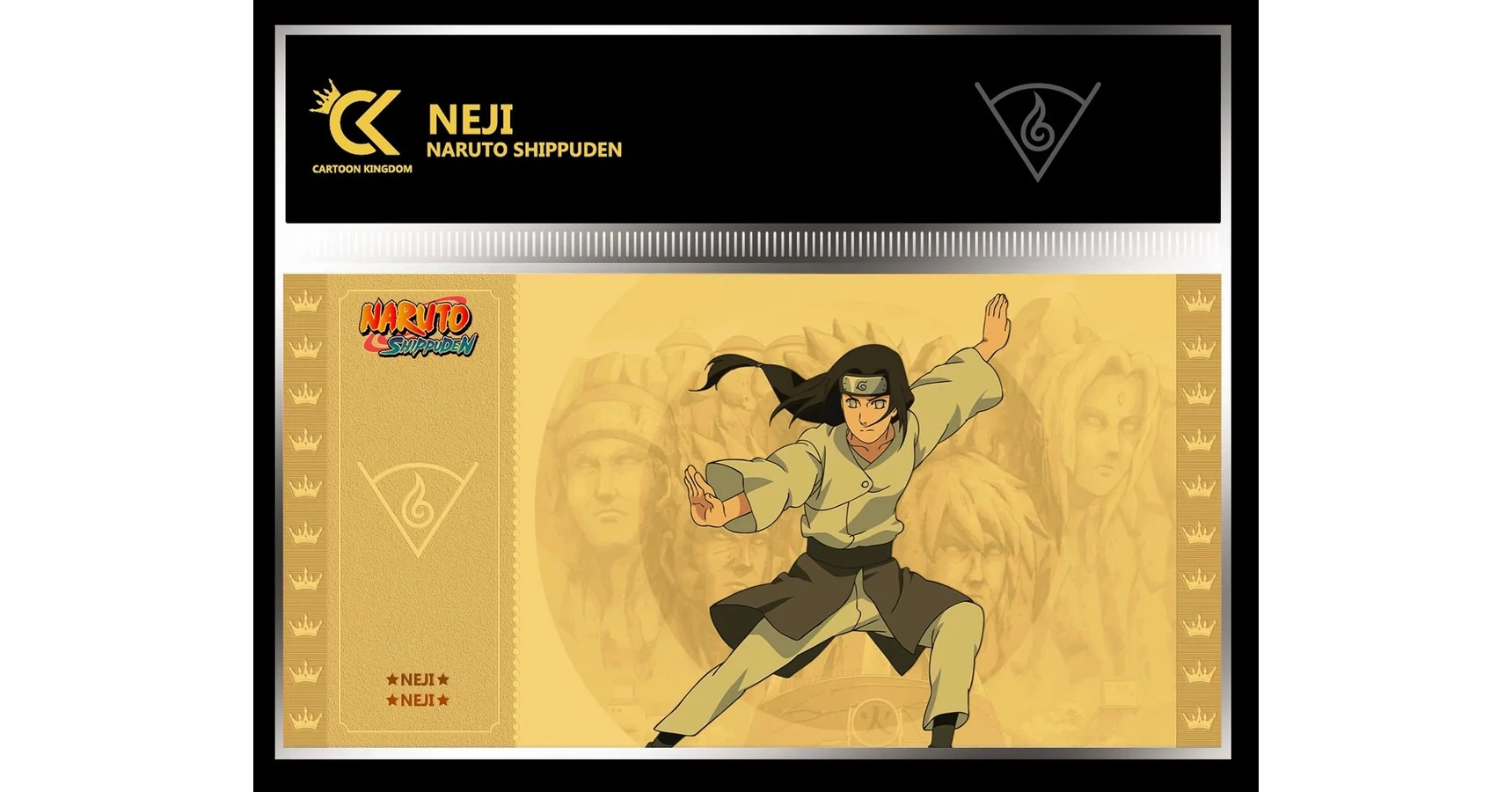 Golden Ticket Naruto Shippuden – Itachi Uchiwa, Carte PVC Dorée Ultra Brillante, édition Limitée