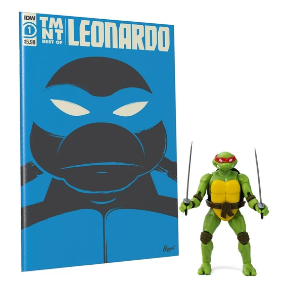 Teenage Mutant Ninja Turtles BST AXN x IDW Akciófigura és Képregény - Leonardo Exclusive 13 cm