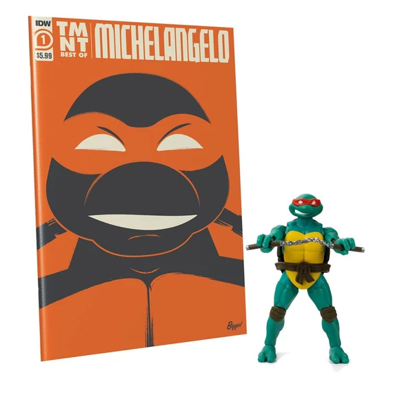 Teenage Mutant Ninja Turtles BST AXN x IDW Akciófigura és Képregény - Michelangelo Exclusive 13 cm