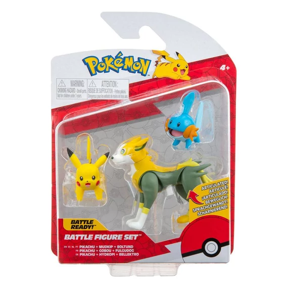 Pokémon Battle Akciófigurák - Mudkip, Pikachu, Boltund 5 cm