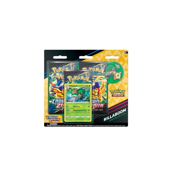 Pokémon TCG Sword & Shield 12.5 Crown Zenith - Rillaboom Pin Collection 3-Pack