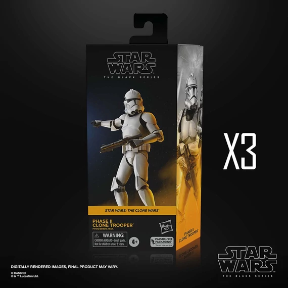 Star Wars: The Clone Wars Black Series Akciófigurák - Phase II Clone Trooper 15 cm (3db)