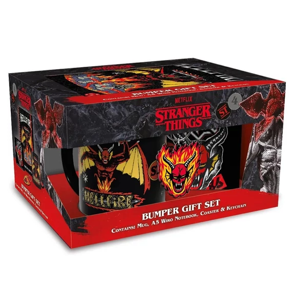 Stranger Things Ajándékcsomag - Hellfire Club (Bögre, Poháralátét, Kulcstartó, Jegyzetfüzet)