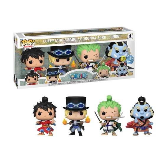 One Piece Funko POP! Figurák - Luffytaro, Sabo, Roronoa Zoro, Jinbe (GITD - Exclusive) 9 cm