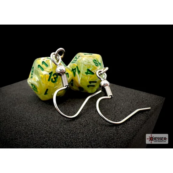 Chessex Fülbevaló - Marble Green Mini-Poly d20 (2db)