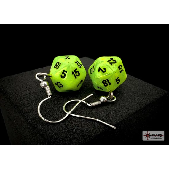 Chessex Fülbevaló - Vortex Bright Green Mini-Poly D20 (2db)