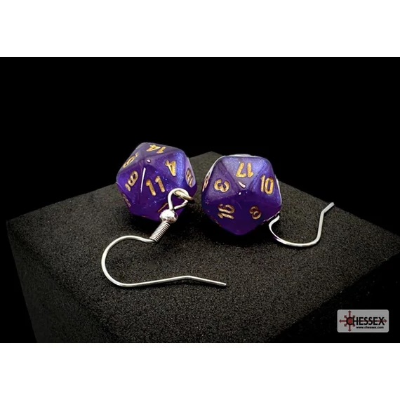 Chessex Fülbevaló - Borealis Royal Purple Mini-Poly D20 (2db)