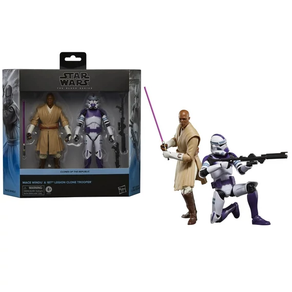 Star Wars Black Series Akciófigura - Mace Windu & 187 Legion Clone Trooper 15 cm
