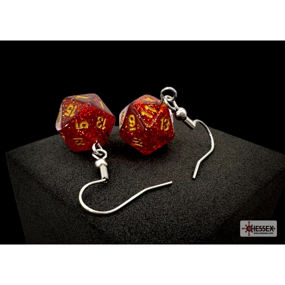 Chessex Fülbevaló - Glitter Ruby Mini-Poly D20