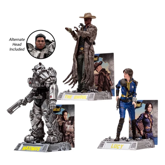 Fallout Movie Maniacs Akciófigurák - Lucy & Maximus & The Ghoul (GITD) (Gold Label) 15 cm