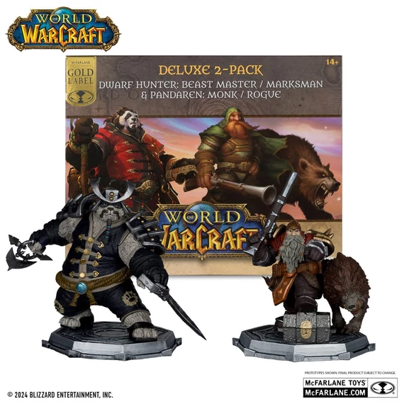 World of Warcraft PVC Szobrok - 1/12 Dwarf Hunter: Beast Master & Pandaren: Monk (Gold Label) 15 cm