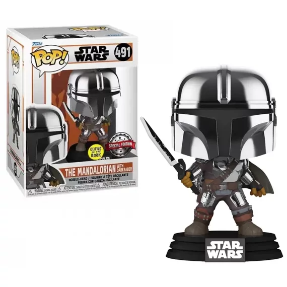 Star Wars: Mandalorian POP! Figura - Mandalorian with Darksaber 9 cm #491