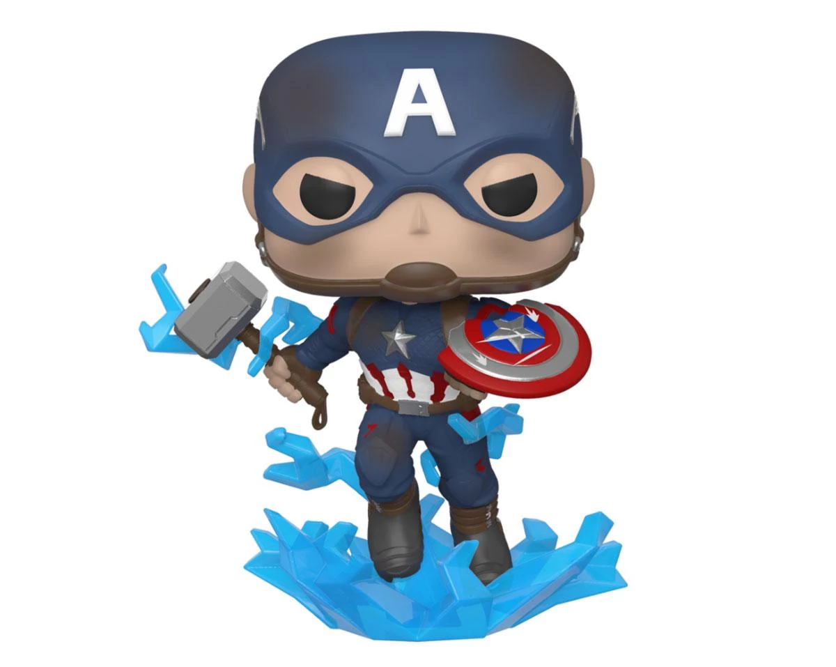 Avengers: Endgame POP! Movies Figura - Captain America w/Broken Shield & Mjölnir 9 cm #573