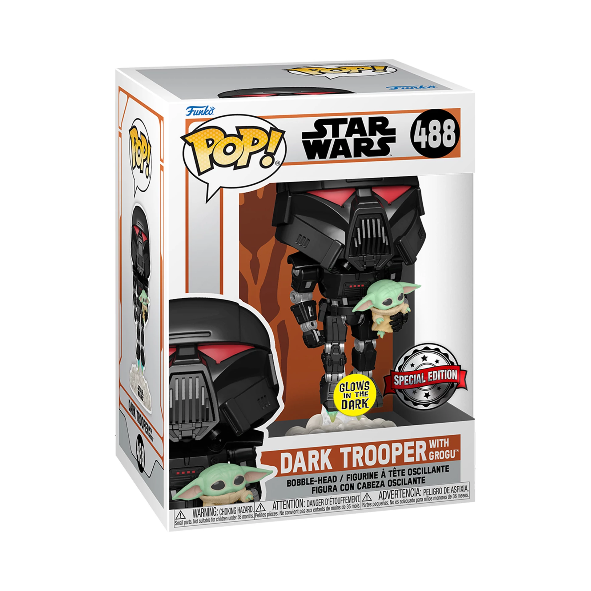 The Mandalorian Funko POP! Star Wars Figura - Dark Trooper with Child (GITD - Exclusive) #488