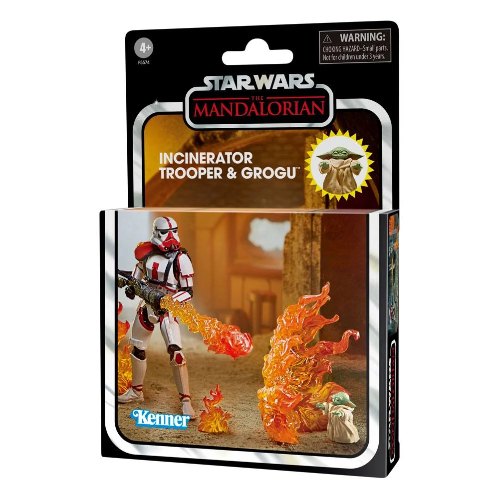 Star Wars The Mandalorian Vintage Collection 2022 Akciófigura - Incinerator Trooper & Grogu 10 cm