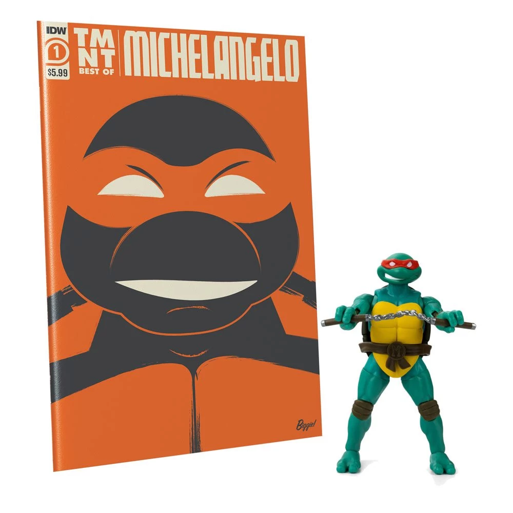Teenage Mutant Ninja Turtles BST AXN x IDW Akciófigura és Képregény - Michelangelo Exclusive 13 cm
