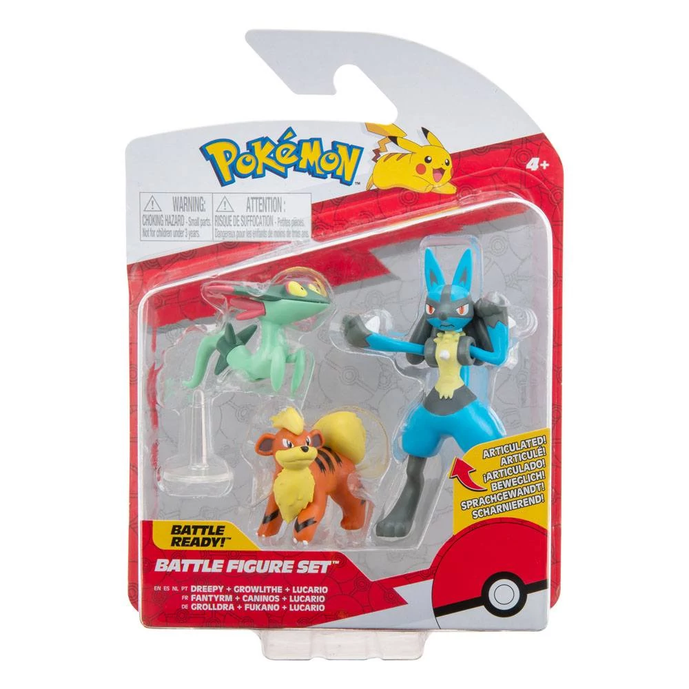 Pokémon Battle Akciófigurák - Growlithe, Dreepy, Lucario 5 cm