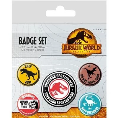 Jurassic World 3 kitűzők - Warning Signs