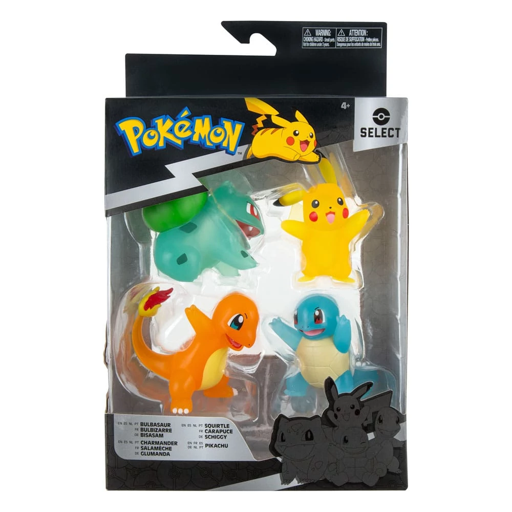 Pokémon Select Battle Akciófigurák - Pikachu, Squirtle, Charmander (Translucent) 7,5 cm