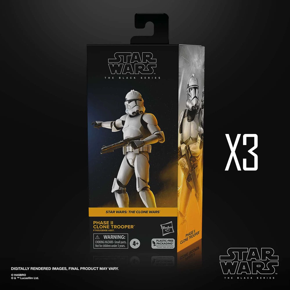 Star Wars: The Clone Wars Black Series Akciófigurák - Phase II Clone Trooper 15 cm (3db)