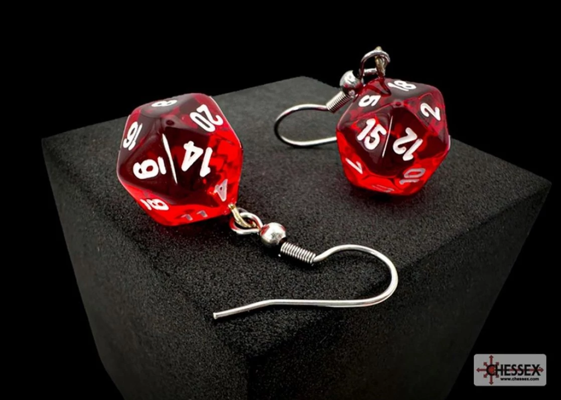 Chessex Fülbevaló - Translucent Red Mini-Poly D20 (2db)