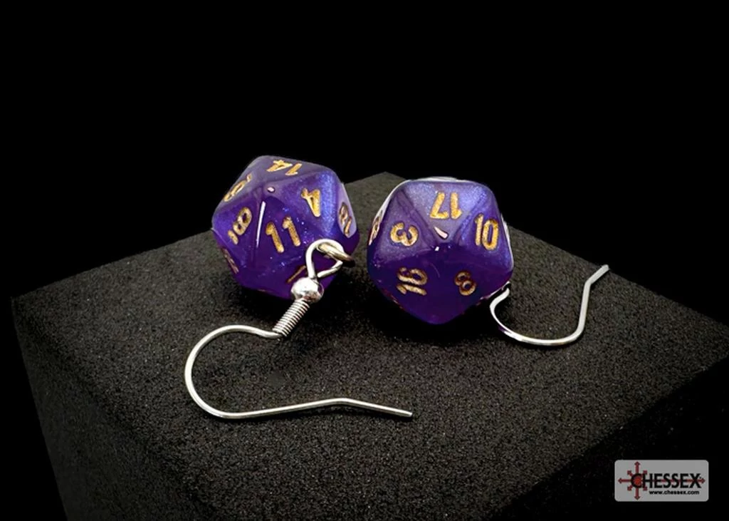 Chessex Fülbevaló - Borealis Royal Purple Mini-Poly D20 (2db)