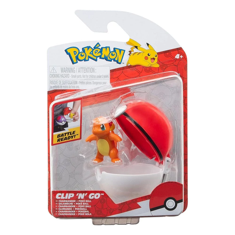Pokémon Clip'n'Go Figura - Charmander & Poké Labda 5 cm
