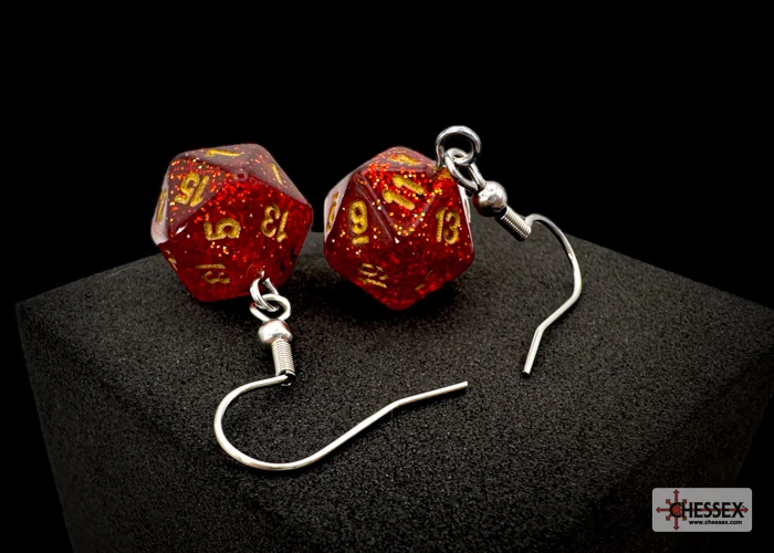 Chessex Fülbevaló - Glitter Ruby Mini-Poly D20