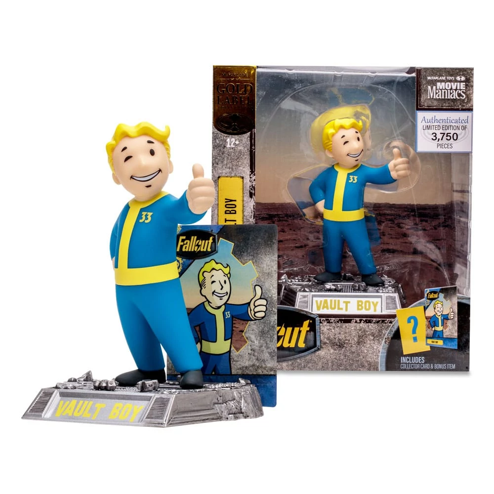 Fallout Movie Maniacs Akciófigura - Vault Boy (Gold Label) 15 cm