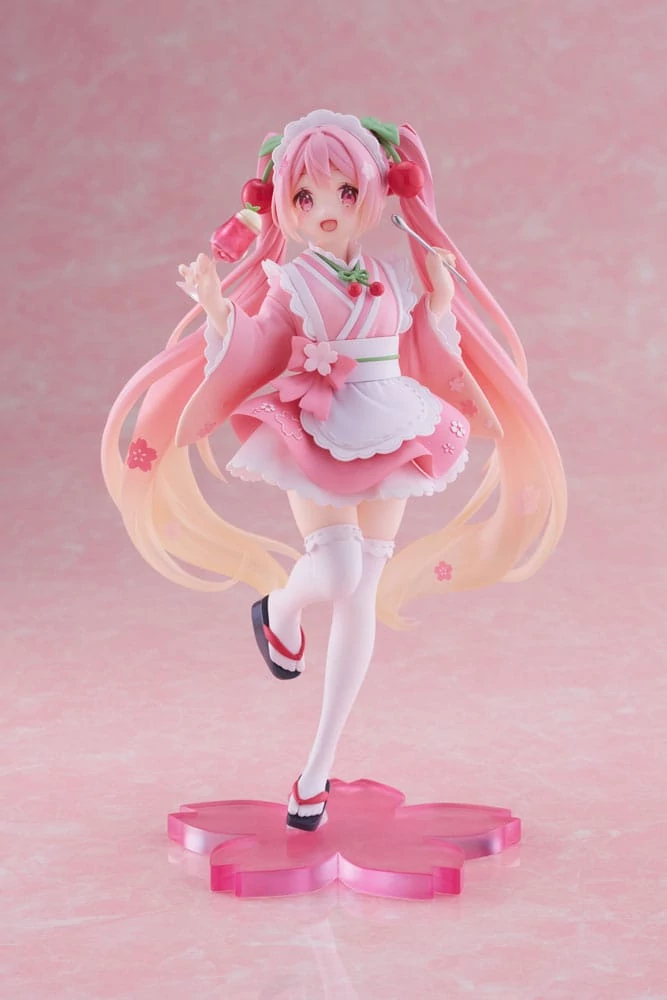 Hatsune Miku PVC Szobor - Newley Written Sakura Miku Japanese Cafe Ver. 18 cm