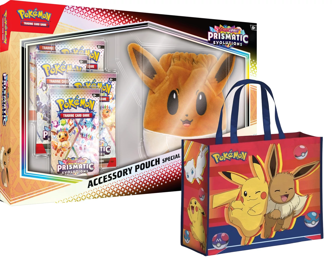 Pokémon TCG - Scarlet & Violet Prismatic Evolutions Accessory Pouch Special Collection - EN + Pokémon bevásárlótáska